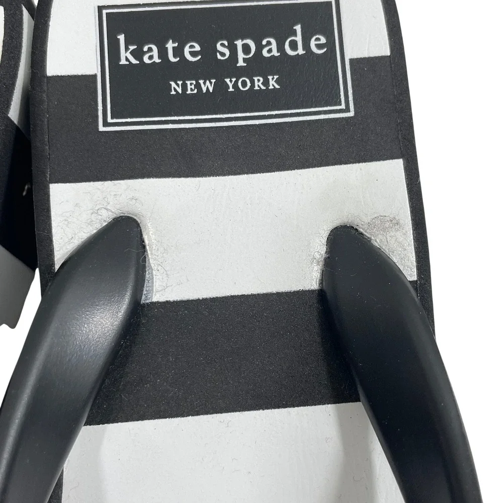 Kate Spade New York Black White Striped Platform Flip Flop Bow Sandals US 5M